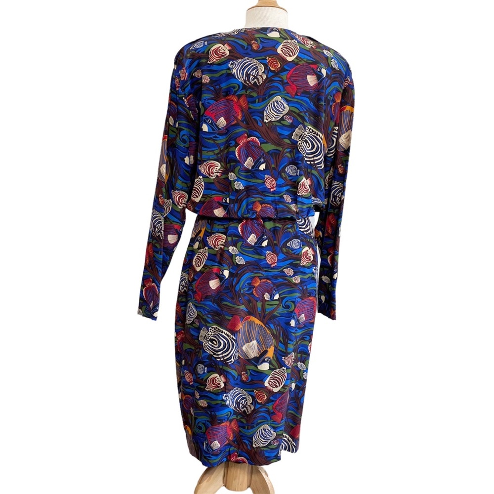 Vintage 90s Gillian tropical fish print dress - Picture 5 of 11